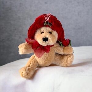 VINTAGE Dan Dee Collectors Choice Stuffed Bear Red Hat Roses Sitting Collectible